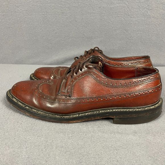 Vintage Stuart Holmes Men\'s US 7.5 Burgundy Leather Lace Up Brogue Dress Shoes main image 14